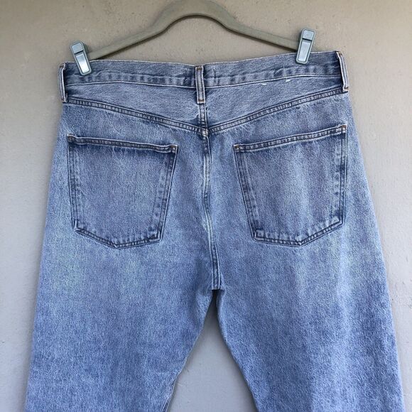 AGOLDE 90s Mid Rise Loose Fit Jeans Women 33 Snapshot Distressed Light Wash - Picture 8 of 15